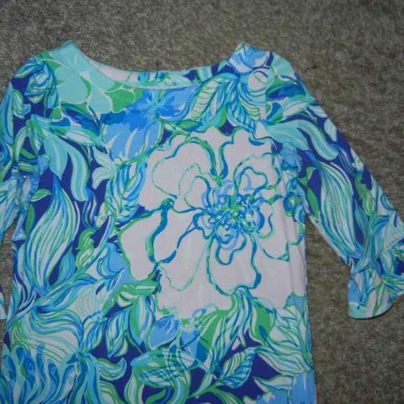 Lilly Pulitzer Girls Mini Sophie Ruffle Sun Dress UPF 50+ Size 8-10 Party Thyme - Picture 2 of 4